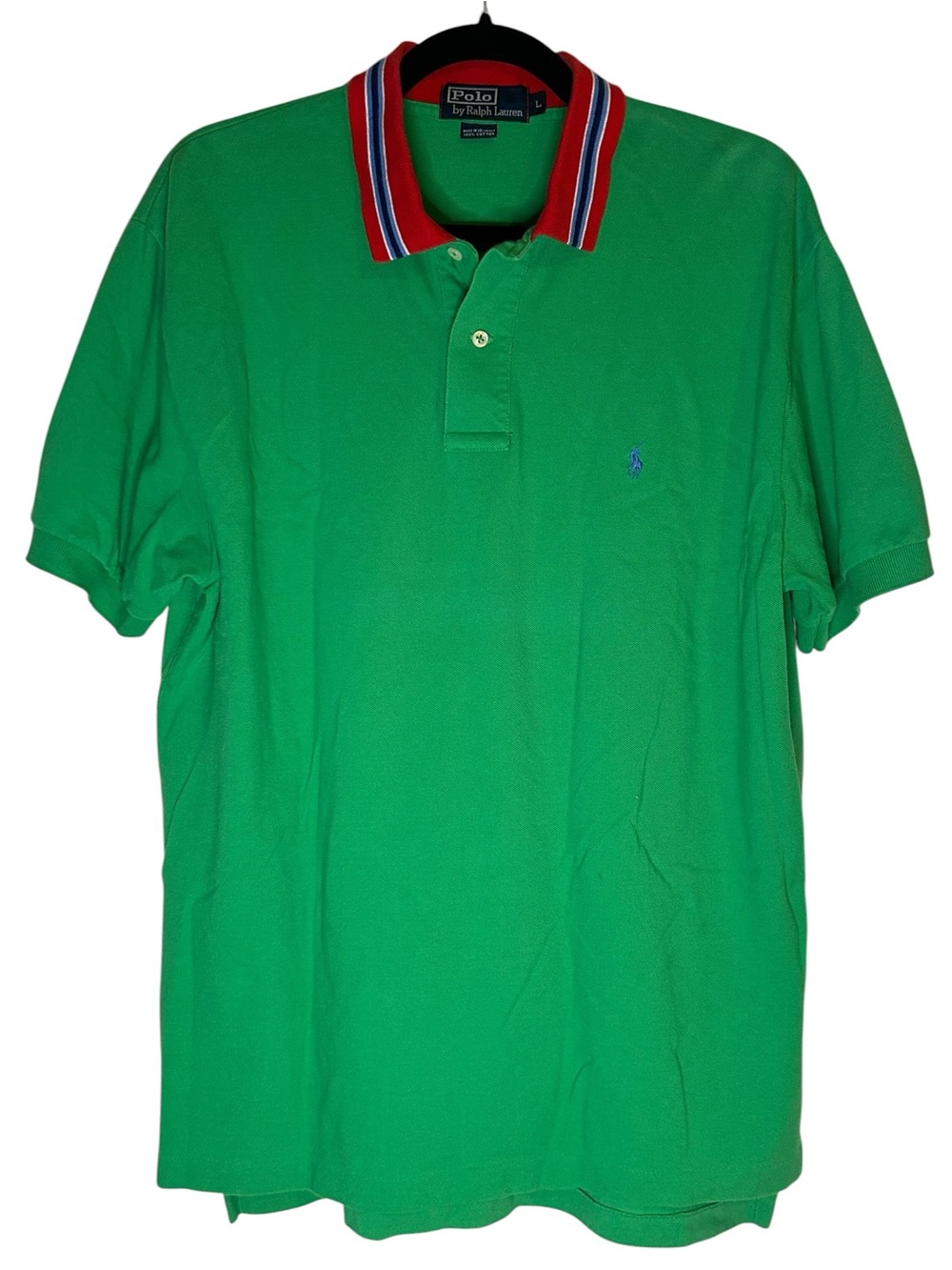 Polo by Ralph Lauren Men’s Green Striped Collar Polo Shirt L